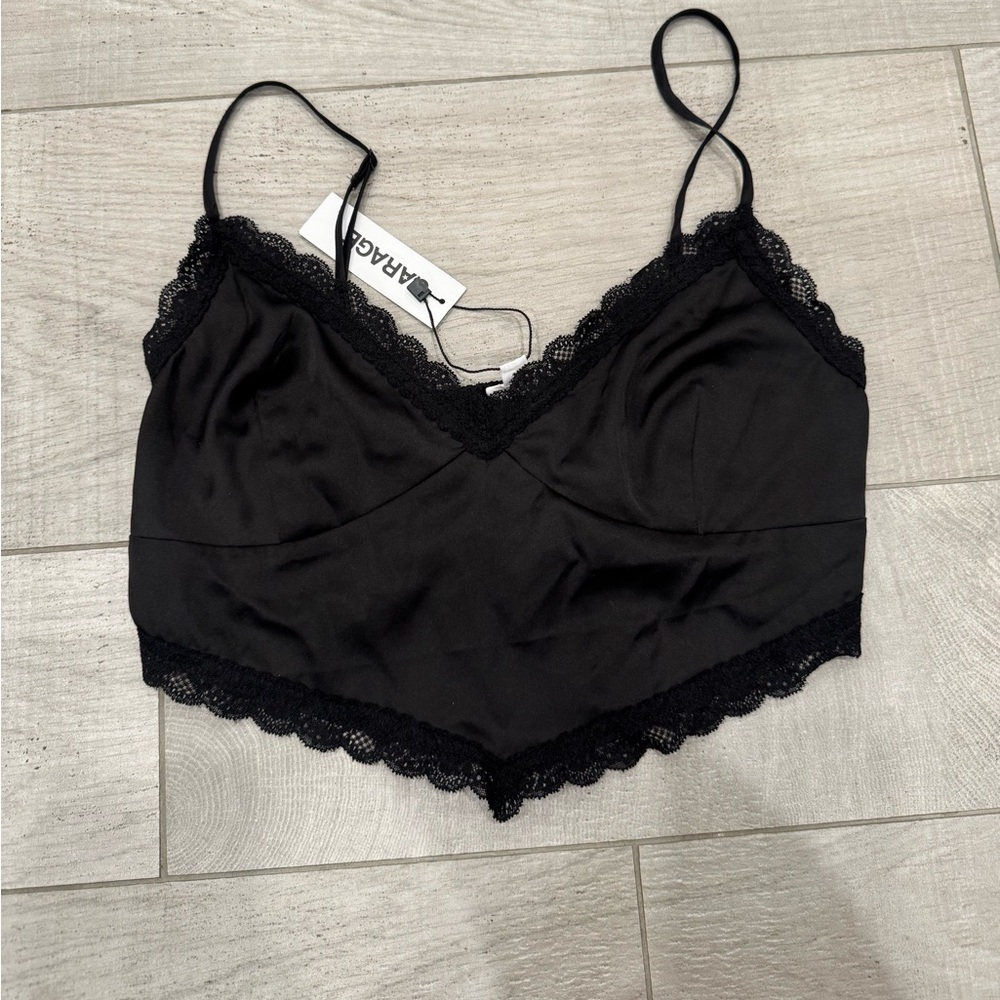 GARAGE CLOTHING - Draya Lace Trim Satin Top